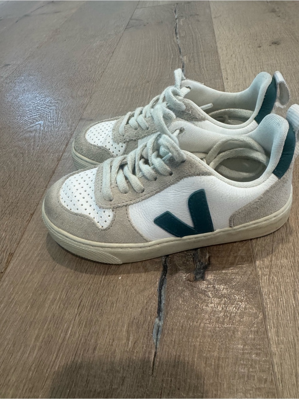 Veja White Sneakers with Teal Accent